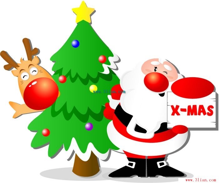 Santa und Hirsche Weihnachtsbaum