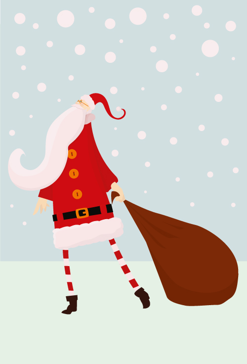 Santa dengan tas hadiah