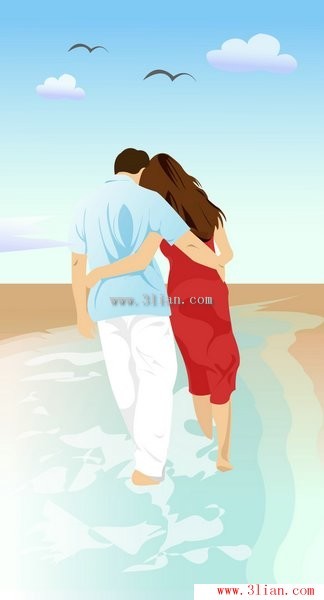 pareja romántica junto al mar