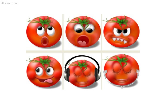 Reihe von Tomaten smilies