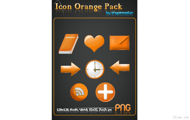 conjunto de png de los iconos de diseño web naranja
