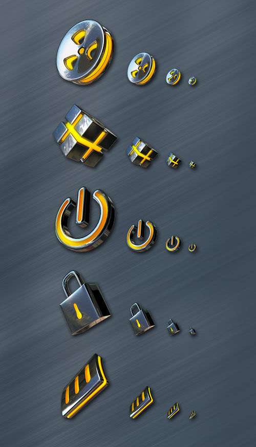 Several Metal Styles Icon Psd Material