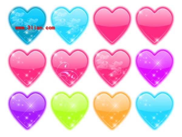 ícones de png de coração cristal brilhante
