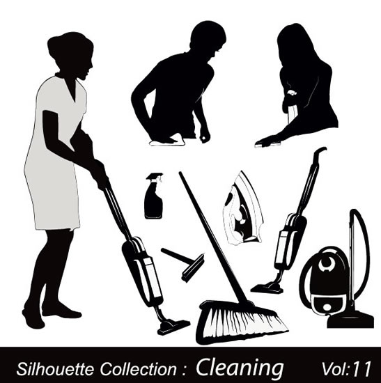silueta de artículos de limpieza