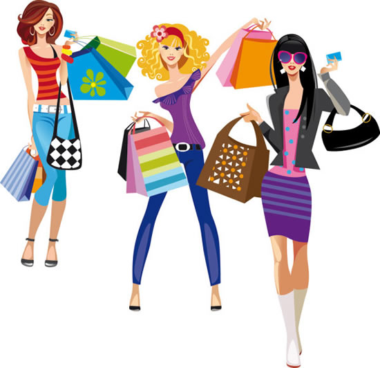 Silhouette weibliche Mode Illustration Mode Shopping Taschen