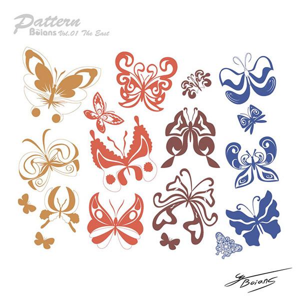 simple bosquejo del patrón de la mariposa
