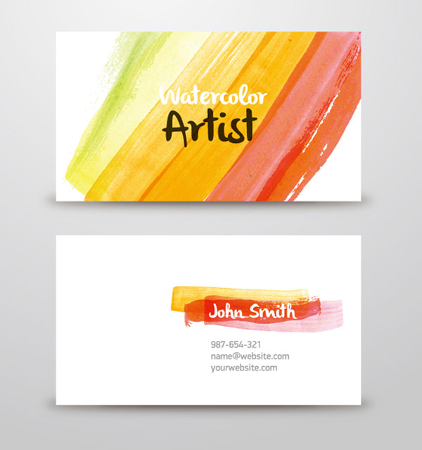 Simple Watercolor Doodle Business Cards