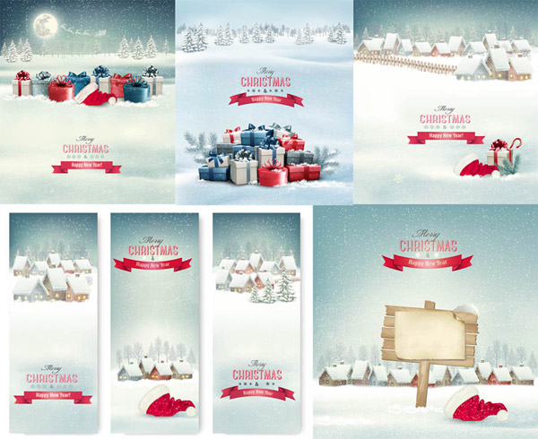 雪のクリスマスのギフト ボックス