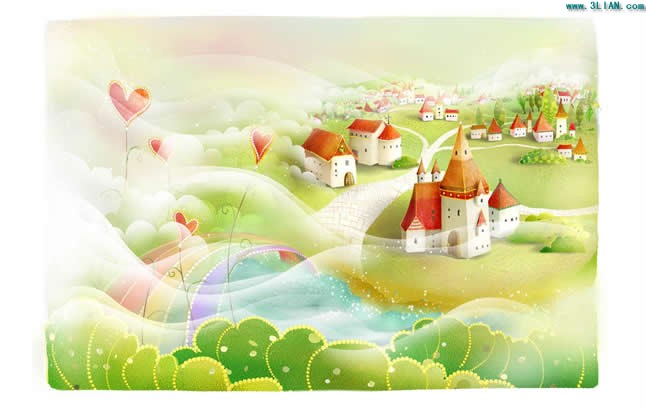 Korea Selatan ilustrator mimpi castle psd