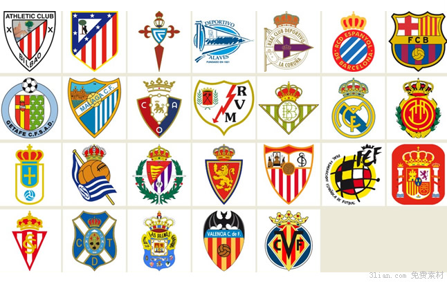 Spain Football Club Badge Icons