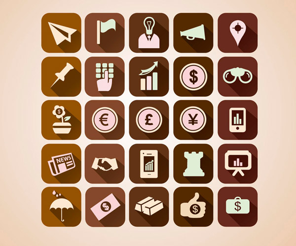 iconos de finanzas negocios cuadrados