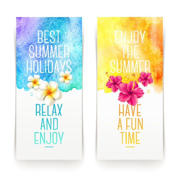 Summer Holiday Watercolor Flowers