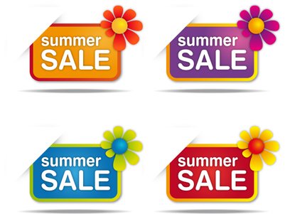 etiquetas promocionales creativos de la venta del verano