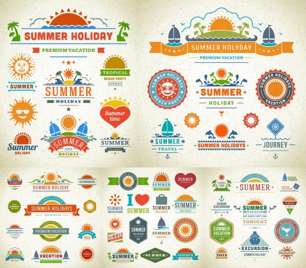 أيقونات تصميم عطلة الصيف