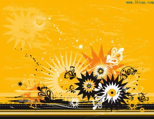 Sun Background With Flowers