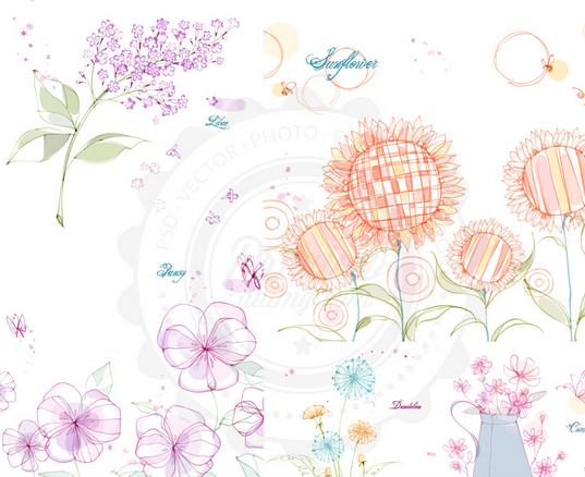 ヒマワリやタンポポの花のデザイン