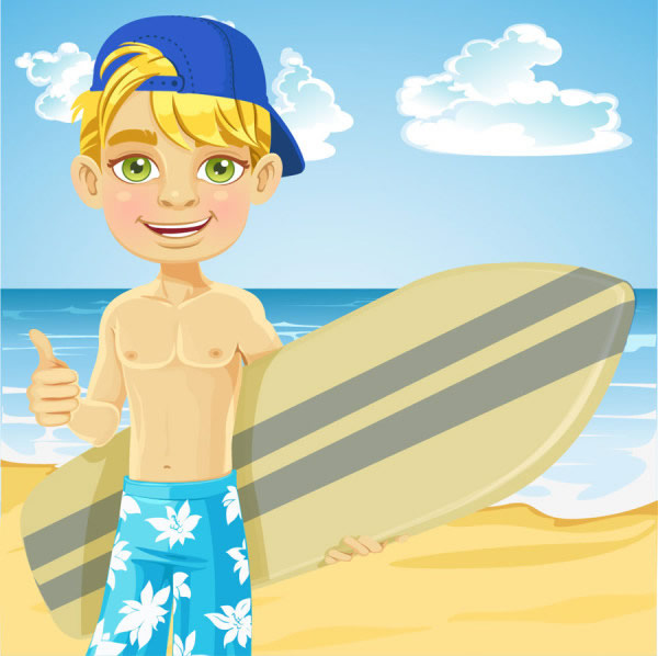 papan surfing pantai anak laki-laki