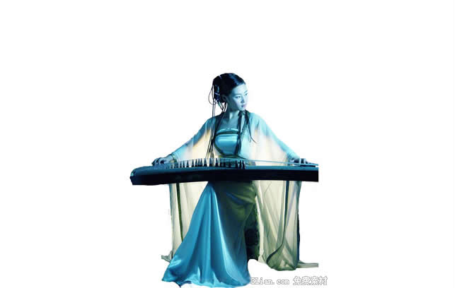 keindahan klasik guzheng bahan psd