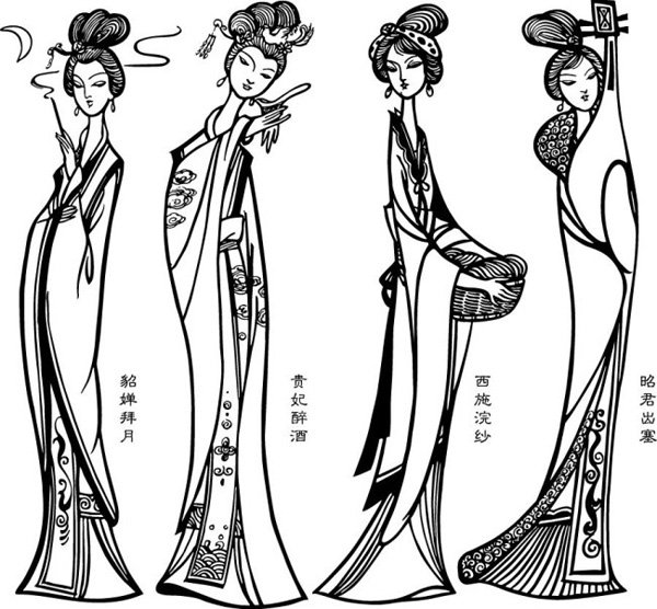 The Four Ancient Beauties Drawing