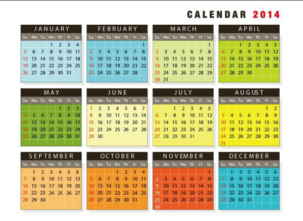 la plantilla de calendario del año