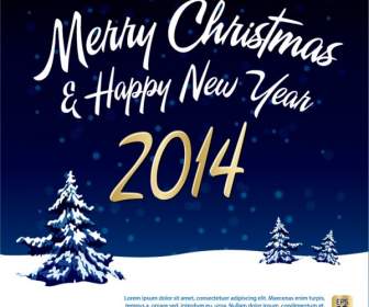 2014 Christmas Snowy Night Blue Poster