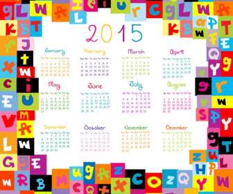 2015 色文字カレンダー