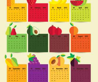 2015 Farbe Obst Aufkleber Kalender