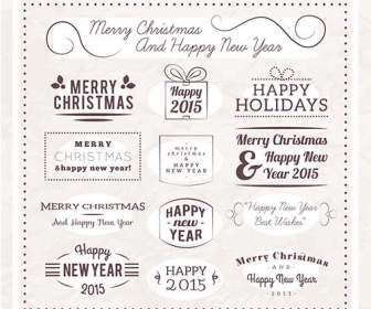 2015 New Year Christmas Text Labels