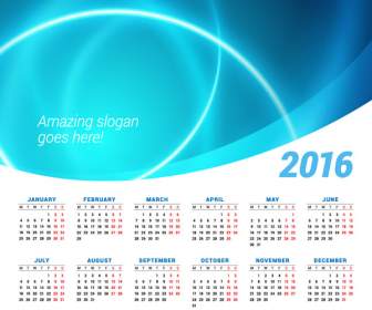 2016 時尚藍色日曆