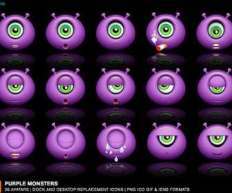 26 Violettem Auge Cartoon Emoticons
