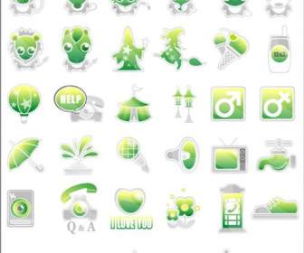 Una Varietà Di Piccola Icona Verde