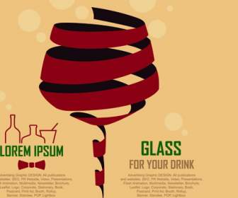 創造的なリボン ワイン ガラス造形を抽象化します。