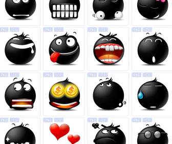 Aktive Schwarze Süßes Gesicht Emoticons