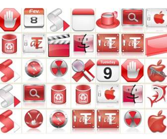 apple mac red theme desktop icons