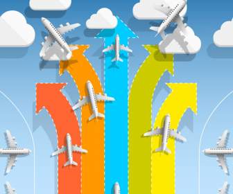 Pfeil-Hintergrund Von Start-und Landebahnen Und Flugzeugen