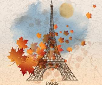 Outono De Vetor De Torre Eiffel