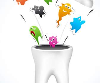 Anúncio De Pasta De Dentes De Desenhos Animados De Bactérias