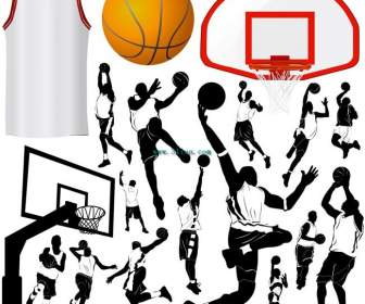 أحرف صورة ظلية لكرة السلة في مختلف الألعاب