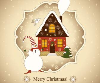 美しいクリスマスのグリーティング カード クリスマスを家します。