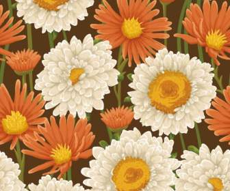 Wunderschöne Chrysanthemen Retro Muster