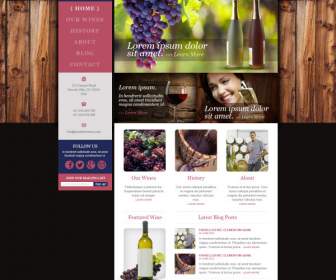 Beautiful Wine Web Home Page Design Psd Material