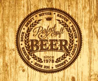 Bier Label Aus Holz Hintergrund