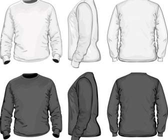 Schwarze Und Weiße Langarm-t-Shirt-Vorlagen