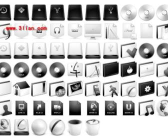 黑色和白色的風格電腦桌面圖示