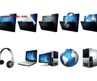 black blue computer desktop icons
