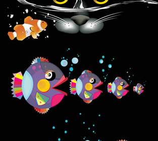 Schwarze Katze Mit Fisch