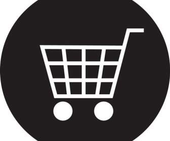 Schwarze Shopping Einkaufswagen-Symbol