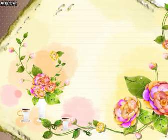 Blooming Flowers Watercolor Style Psd Material