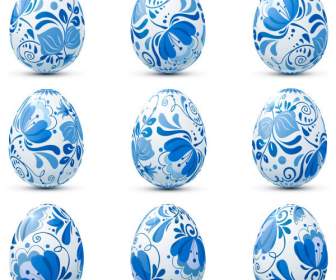 Bleu Et Blanc Modèles D'oeufs De Pâques En Porcelaine