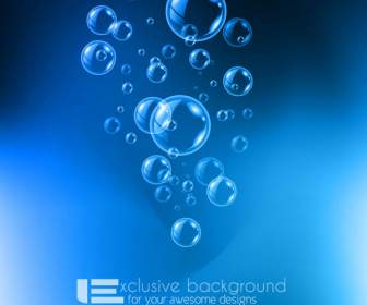 Burbujas Azules En Fondo De Agua